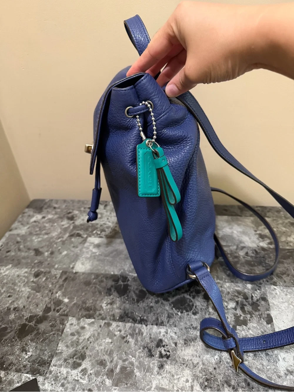 Coach Park Leather Backpack French Blue Royal Teal Lining Mini Shoulder Bag